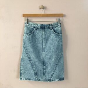 Vintage Stuffed Shirt Light Acid Wash Blue Denim A-Line Skirt Size 5/6 GUC